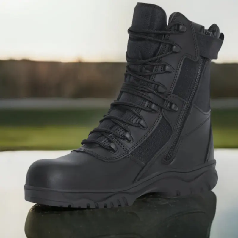ROTHCO Men's 8" Forced Entry Tactical Premium Leather-Nylon Classic Cuban Business Work & Safety Shoes, Waterproof, Composite Toe, Side Zipper, Slip-Resistant Sole, Round Toe, Laces, Walking Shoes, Premium Waterproof Boot, Work & Safety Footwear
