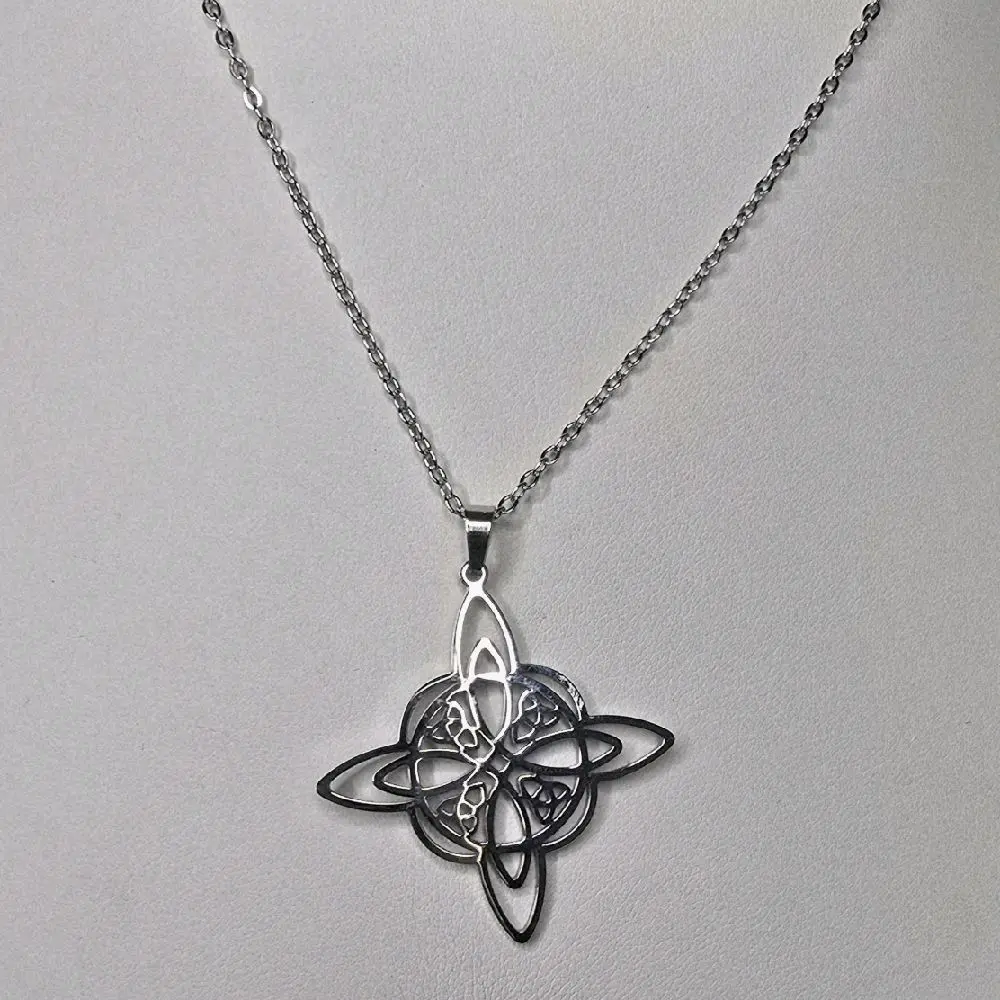 Stainless Steel Witches Knot Necklace with Unique Nudo de Bruja Design Metal Coating Fashion Accessory