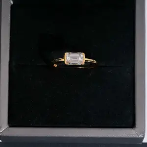 Emerald Cut Moissanite Solitaire Ring