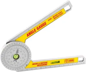 Miter Saw Protractor Angle Ruler, 360 Degree Measure Tool ,Angle Finder Gauge with High Accuracy Bubble Level for Carpenters and All Building Trades