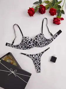 Women's 2-Piece Bohemian Wild Leopard Print Bra & Panty Set - Comfortable Fit, Lightweight, Trendy Design, Adjustable Straps, All-Season Underwear Women, Christmas Gift