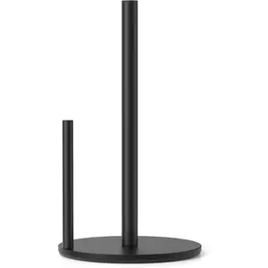 Paper Towel Holder Black, Premium Stainless Steel Kitchen Roll Dispenser, Countertop Roll Organizer with Weighted Base