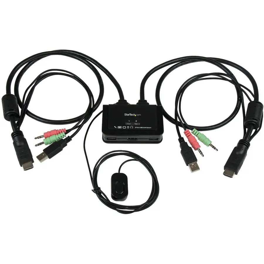 StarTech 2-Port USB HDMI Cable KVM Switch w/ Audio and Remote Switch