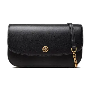 Tory Burch Robinson Leather Chain Wallet for Women in Black