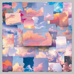 51pcs Sky Cloud Landscape DIY Sticker Set, Creative Graffiti Decals for Luggage Phone Cases Journals Notebooks, Waterproof Decorative Stickers Gift