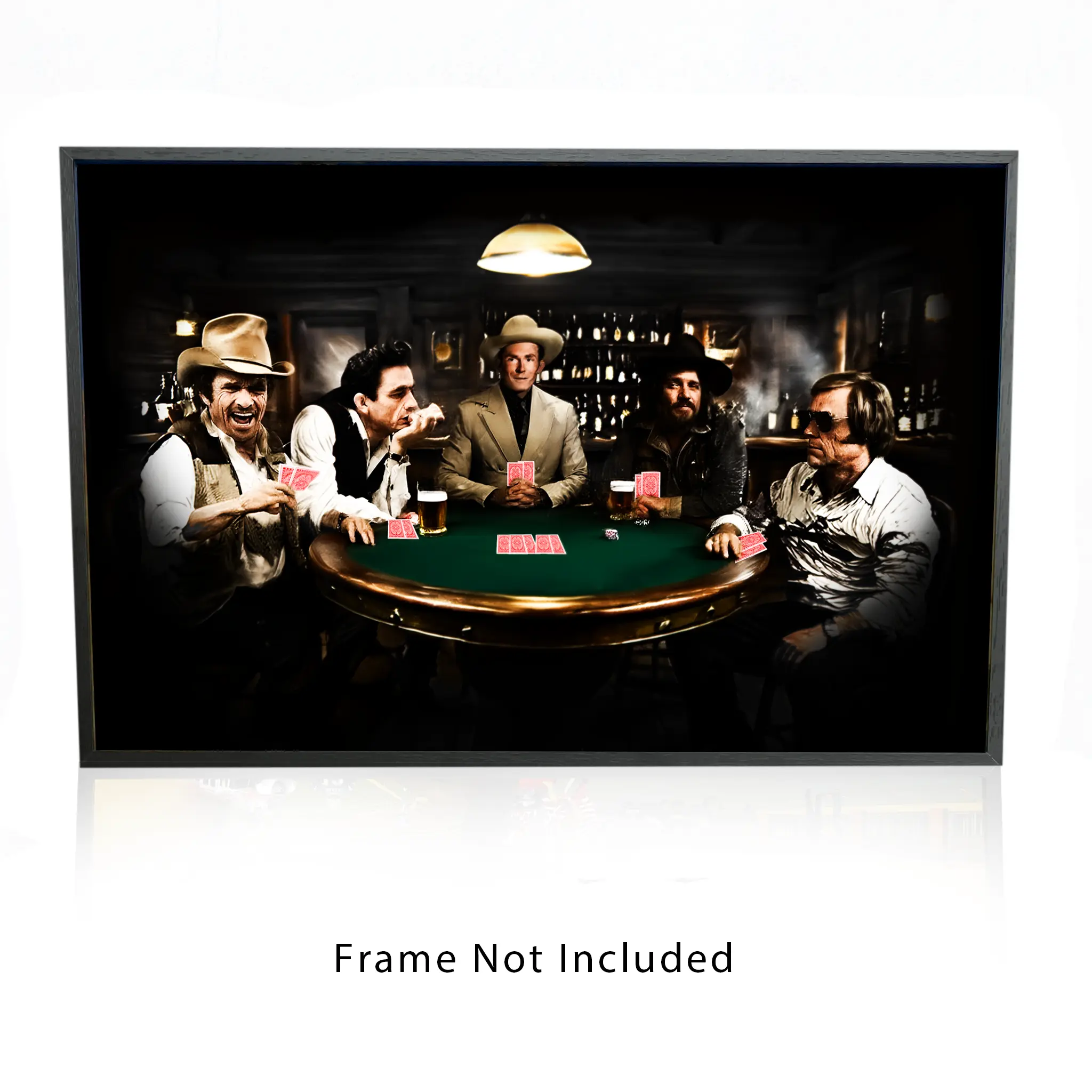 Artistic Country Legends Poker Game Satin Wall Photo Print, 18x12 in Unframed Poster, Classic Vintage Men's Bedroom Home Decor