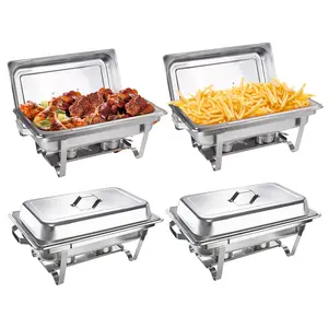4 Pack Stainless Steel Chafing Dish Set Buffet Food Warmer with Fuel Holders Ideal for Catering Parties & Events