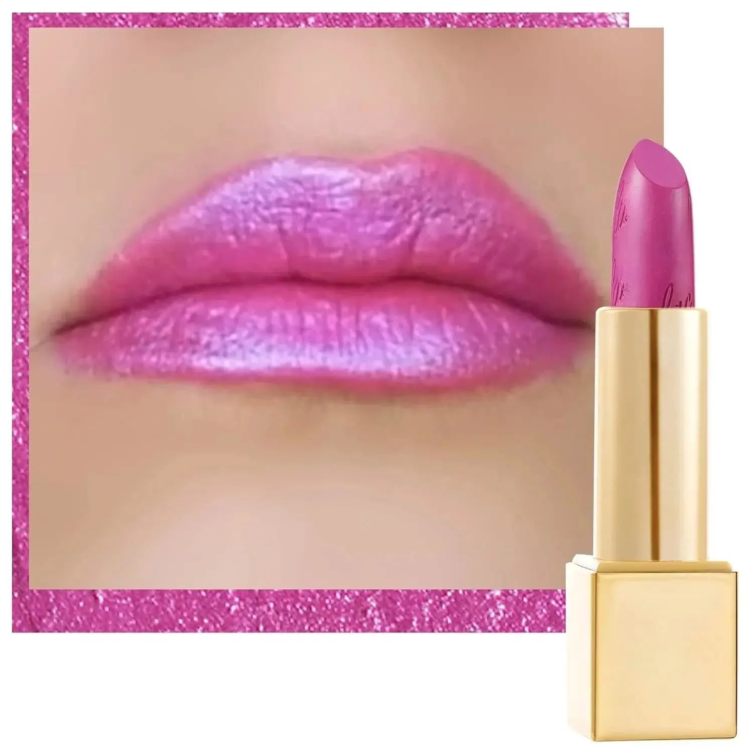 Metallic Lipstick, Hydrating Lip Moisturizer with Coconut Oil, Full Coverage 3D Glitter Finish, Vegan Creamy Cosmetic Formula, Metallic Rose Nude, Hydrate, Pure Envy(07) Metallic Rose Nude