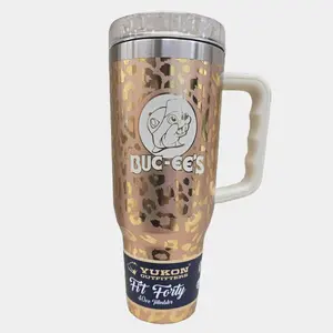 Buc'ees Gold Print Leopard 40oz Tumbler