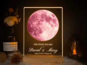 Personalized Desk Plaque and Sign, Anniversary Gift, Pink Moon Phase Plaque And Sign, Astrology Gift for Him and Her, Custom Desk Decor Gift