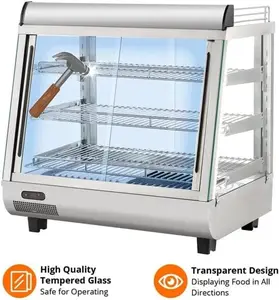 【Christmas Gift】36 in Commercial Food Warmer Display Case, Countertop Warmer Display Case, Commercial Food Warmer with Adjustable Shelves, Glass Sliding Doors, 3 Tier Electric Heated Display Cabinet