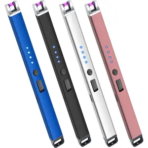 4 Pack USB Rechargeable Electric Candle Lighters Windproof Flameless Plasma Arc Lighters with Safety Switch for BBQ Camping Fireworks