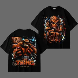The Thing Vintage Graphic T-Shirt, Fantastic Four Comic Style Streetwear, 90s Superhero Graphic Shirt, Classic Cotton Oversized Tee, Unisex Urban Outfit, Gift for Fans of The Thing, Bold Action Graphic Tee for Men and Women