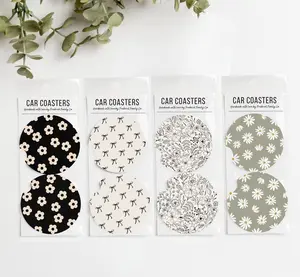 Car Coasters Set of 2 – Absorbent Neoprene Cup Holder Coasters for Cars, Trucks & SUVs, Stylish Drink Accessories