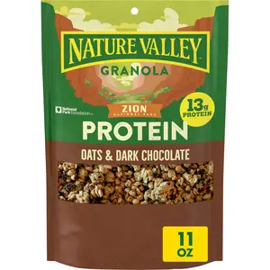 Protein Granola with Oats and Dark Chocolate, Crunchy Whole Grain Granola Clusters with 13g Protein, Resealable 11 oz Pouch