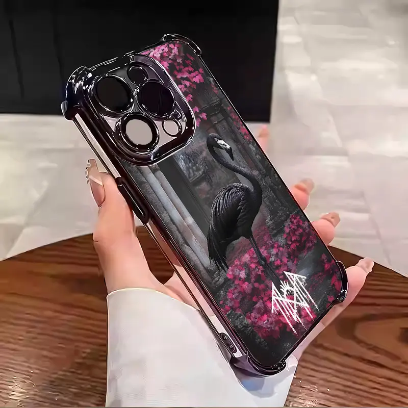 Sleep Token Flamingo Shockproof Phone Case - Electroplated Mobile Accessory with Airbag TPU Cushions for Everyday Drops, Flexible TPU Hugs Your Phone Snugly, Fits iPhone 17,16,15,14,13,12,11,X,XS Pro Max Plus Air & Samsung S26,S25,S24,S23,S22 Accessories