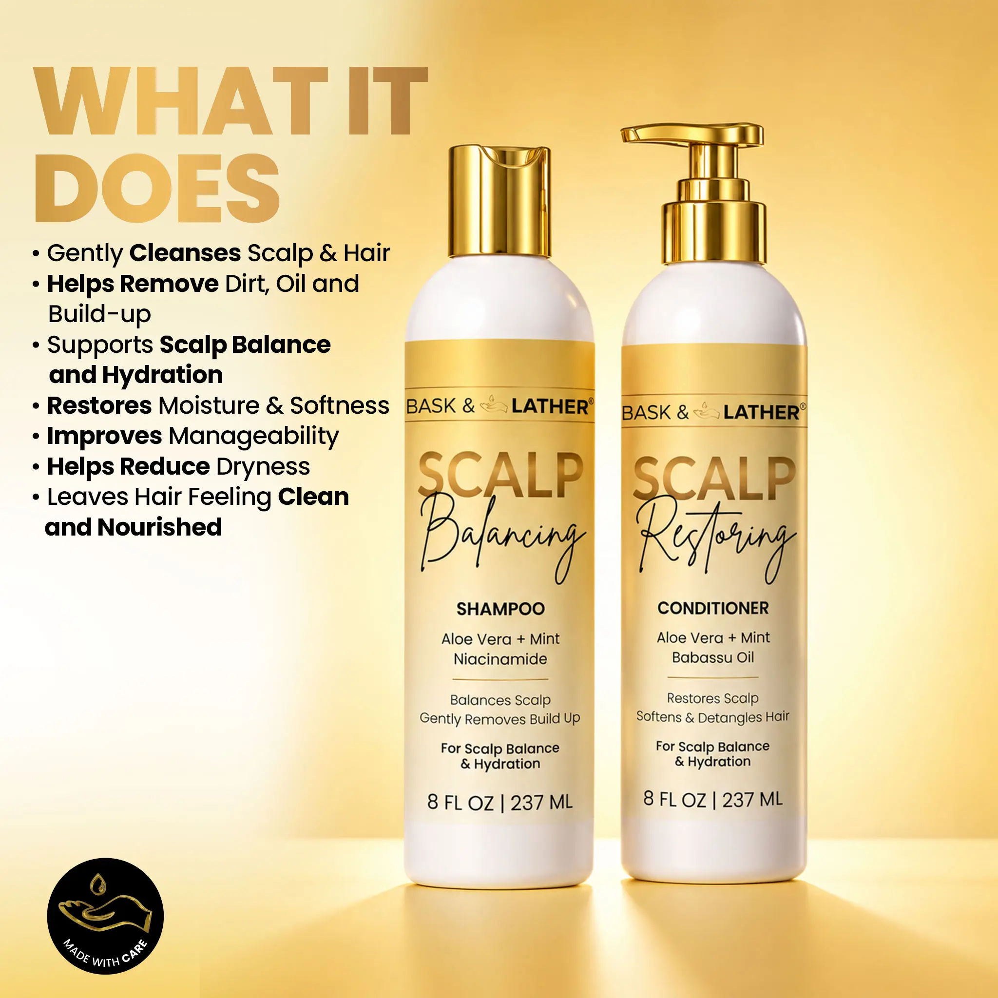 Scalp Balancing Shampoo & Conditioner Set | Balances Scalp Gently Removes Build Up For Scalp Balance & Hydration | Helps Remove Buildup & Impurities Softens & Detangles Hair Restores Moisture & Manageability 8oz