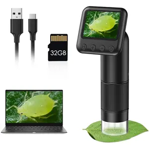 800X Handheld Digital Microscope with 2" LCD Screen, Pocket Portable Microscope for  with Adjustable LED Lights,  Microscopes Magnifier Camera, USB to PC Including 32G SD Card