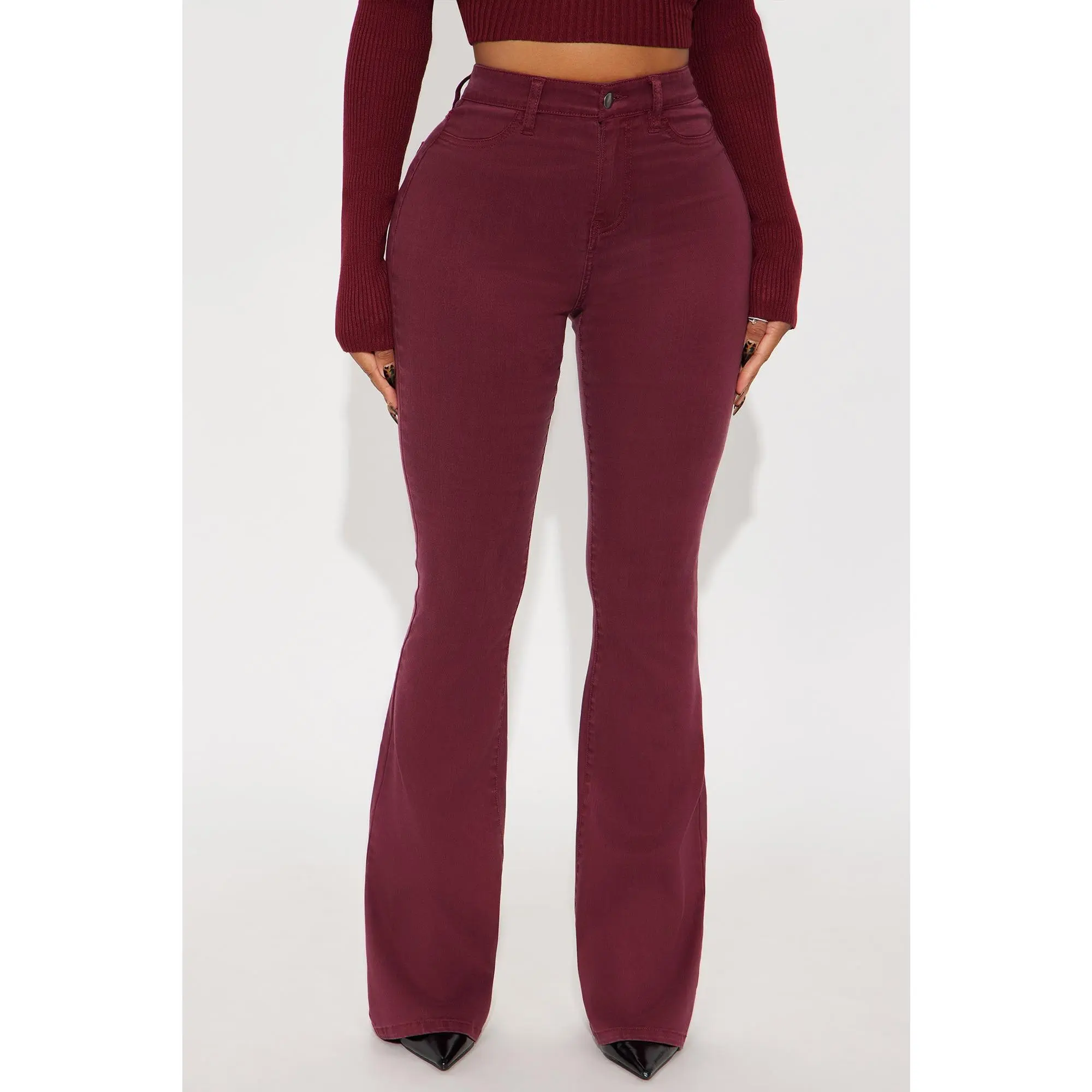 Deep In My Soul Flare Jeans - Burgundy
