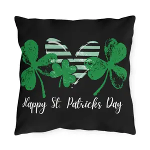 St. Patrick's day Outdoor Pillows, Shamrock Holiday patio pillow