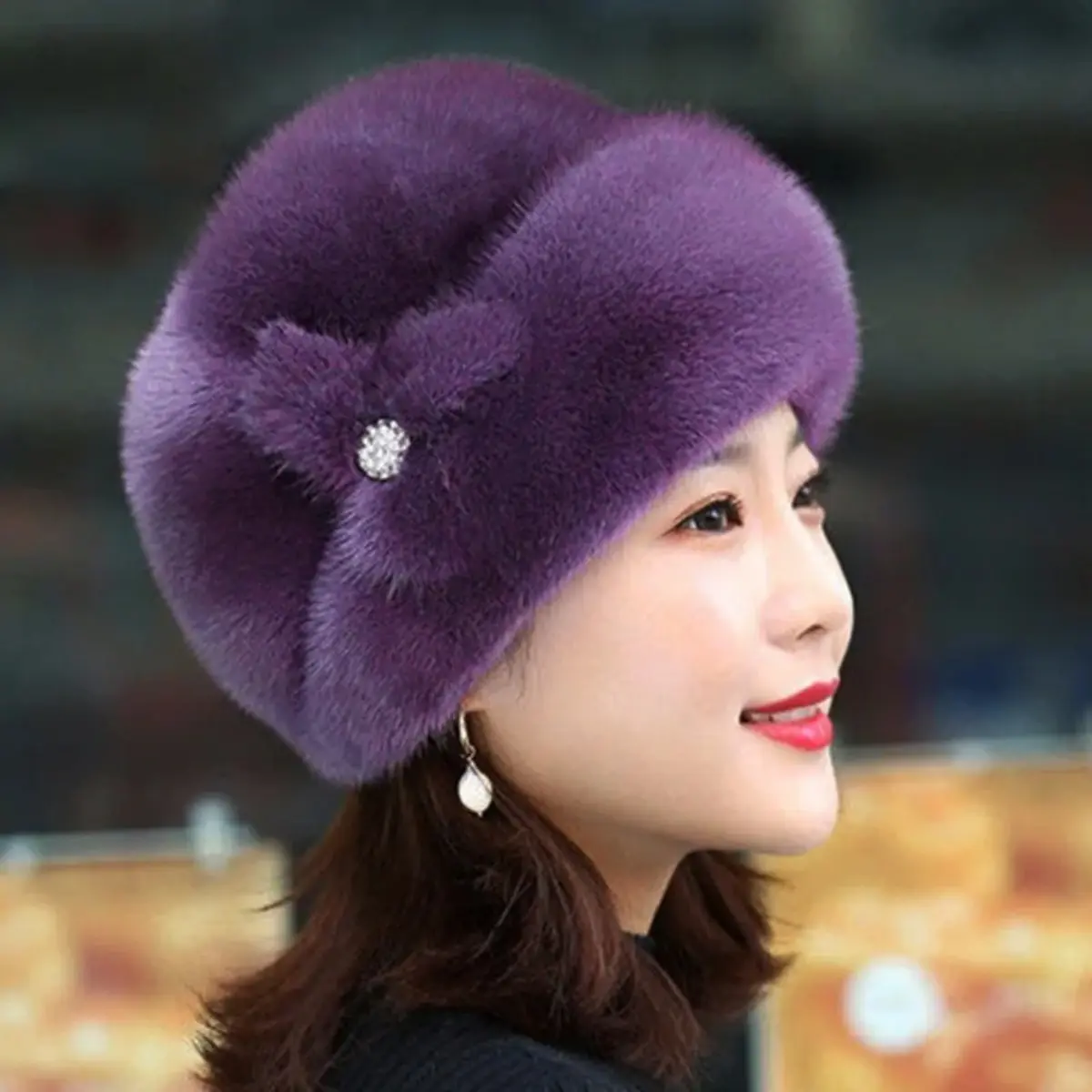 Simple Winter Beanie for Women Faux Fur Ear Flap Hat Soft Warm Skull Cap Fisherman Style Cold Weather Daily Wear