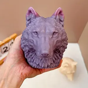 3D wolf head silicone mold, which can be used for casting candles, gypsum, epoxy resin, and home decorative crafts
