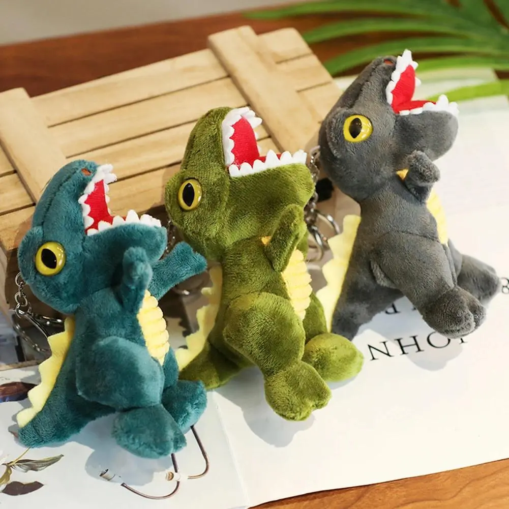 Mini Dinosaur Plush Toys Key Chain Bag Pendant Cute Tyrannosaurus Doll for Kids Children Birthday Christmas Gifts Toys