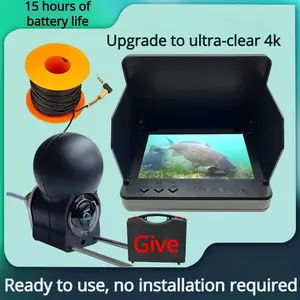 4.3" HD Screen Compact Portable Underwater Fishing Camera with Cable - IR Night Vision, Waterproof Depth Finder for Ice, Boat Fishing