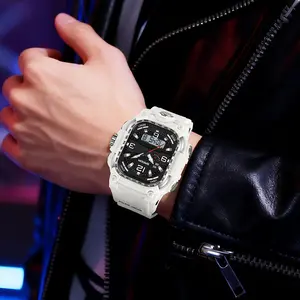 Men's Fashion Watch Dual Display Countdown, Waterproof Night Glow Square Multifunctional Outdoor Sports Watch, Daily Wear [6310]