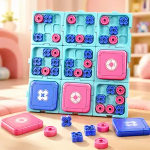 Tic Tac Toe Board Game for Kids, 2 Player Strategy Puzzle Toy with Double Level Play, Portable Tabletop Family Game for Travel, Parties, Boys Girls Adults