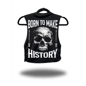 TheDriveClothing Born To Make History Braided Sides Crop Tank Top – Y2K Streetwear Graphic Crop Tee, Edgy Biker Fashion, TikTok Viral Festival Outfit, Grunge Urban Summer Style