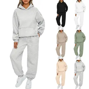 Womens 2 Piece Outfits Lounge Hoodie Sweatsuit Sets Oversized Sweatshirt Baggy Fall Fashion Sweatpants with Pockets