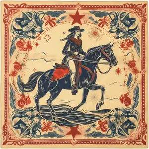 22"x22" Vintage Cowgirl 100% Cotton Bandana Multi-Purpose Headbands