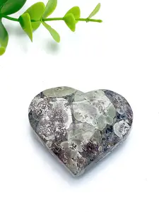 Natural Cherry Blossom Agate Heart Palm Stone, Creative Home Office Decor, Unique Gift for Women, 1pc Ornament, Love