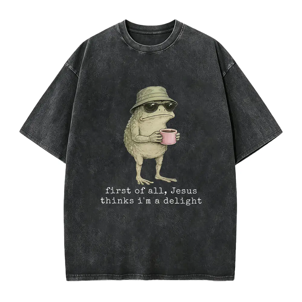 First Of All Jesus Thinks I’m A Delight Shirt, Funny Christian Frog T-Shirt, Frog With Bow Coffee Shirt, Christian Graphic