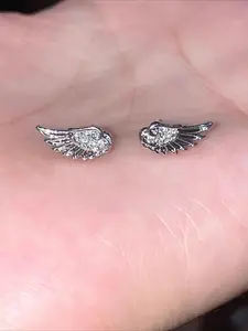 Trendy Unique Design Feather Wings Sparkling Zirconia Mini Earrings Jewelry for Men and Women, Simple Personalized Party Daily Versatile, Trendy Fashionable Accessories