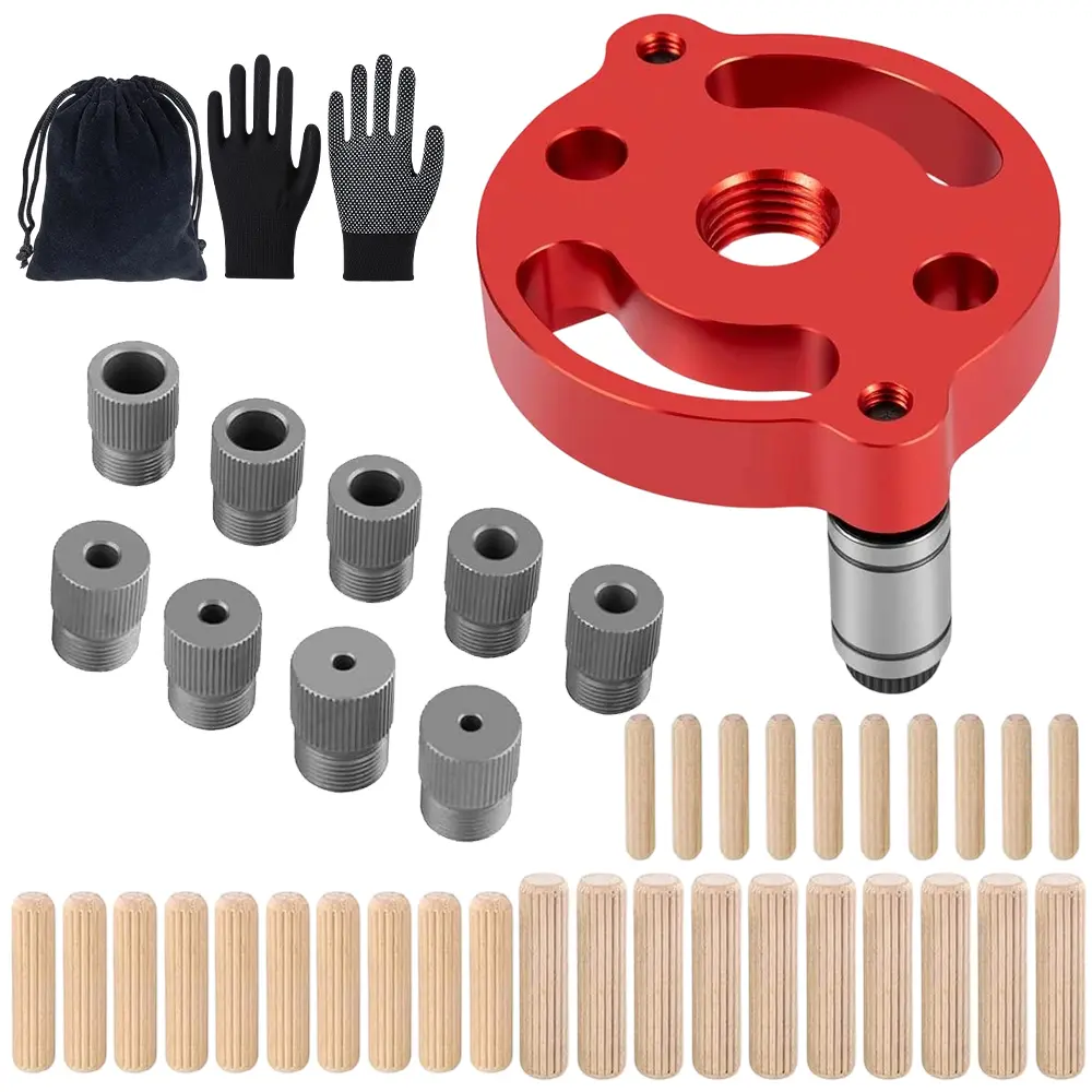 Doweling Jig Kit Set, Self-Centering Handheld Drill Guide for Accurate Joining, Multi-Size Locator with 9 Bushings (2-10mm) for Woodworking, Handheld Tool, Unscented