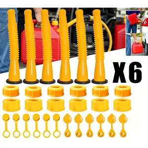 6-Piece Gas Can Spout & Vent Kit - Universal Replacement Nozzles for Old Style Plastic Gas Cans, Leak-Proof & Easy Install