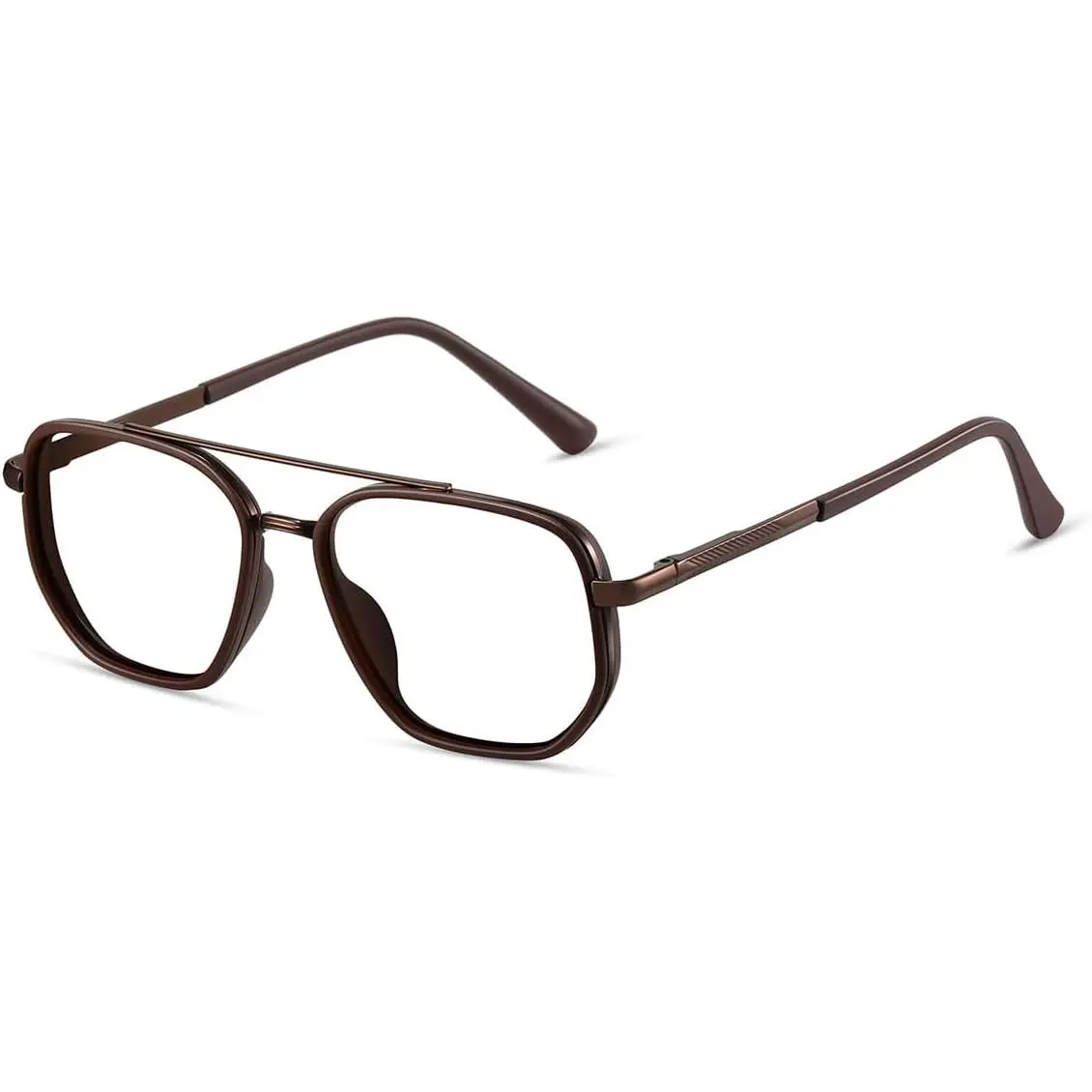 kimorn Unisex Non-Prescription Aviator Blue Light Filter Glasses, Lightweight Metal-TR90 Frame, UV400 Transparent Blue Light Lenses for Computer & Gaming, Blue Light Lenses Non-Prescription Glasses