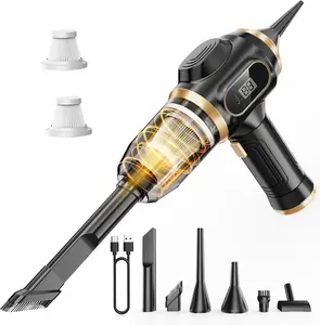 Portable Cordless Car Vacuum Kit, Mini Rechargeable Handheld Vacuum with LCD Display & Multi-Nozzles, High-Power Interior Car Cleaner for Pet Hair Care, Car Seat Cleaner