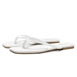 FITORY Women's Flip Flops, Square Open Toe Leather Thong Sandals, Comfortable Dressy Flat Slides
