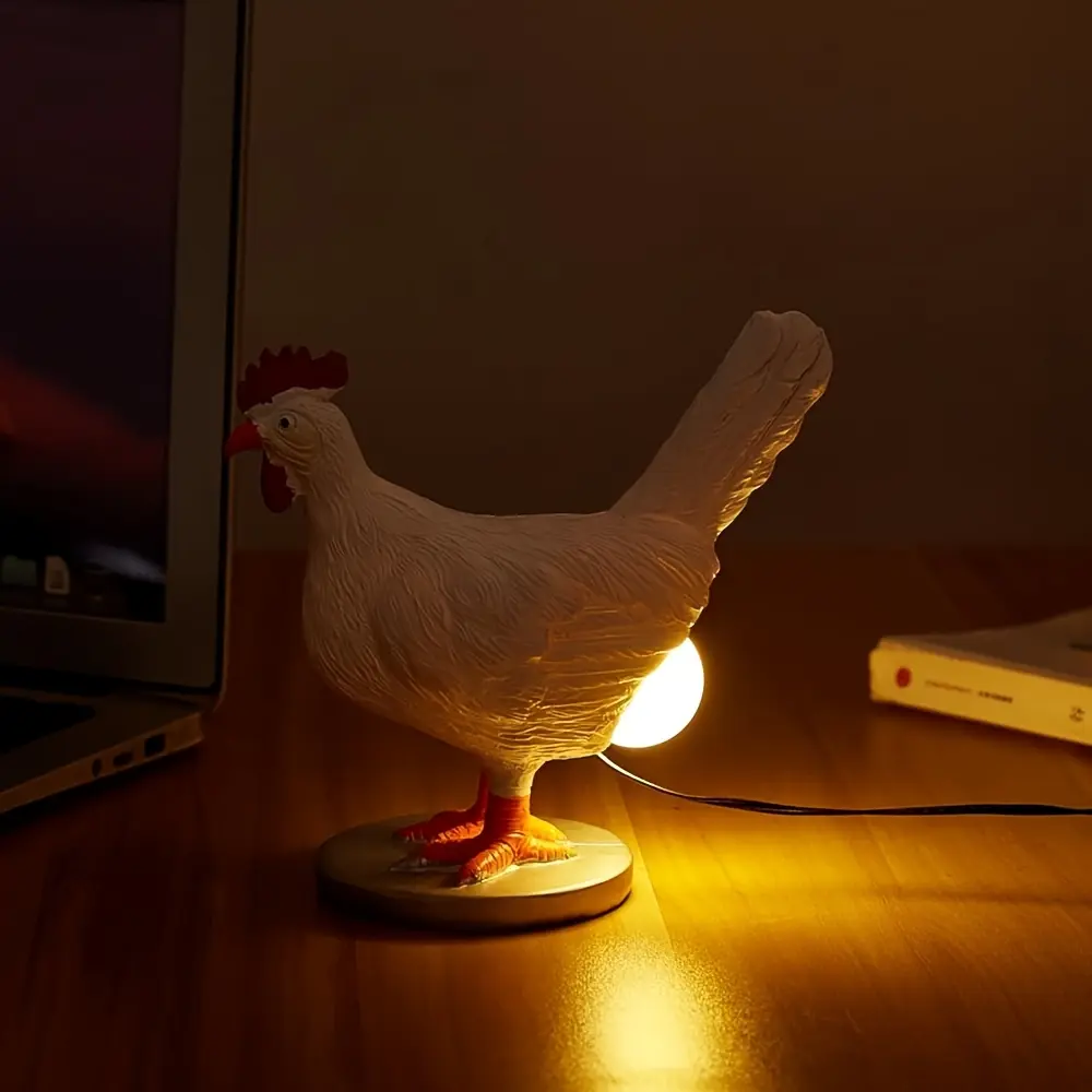 Resin Chicken Egg Night Light with Resin Body, USB-Powered Home & Birthday Decorations, 1.5m Wire, Included Socket, Color Box-Packaged Birthday Gift