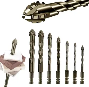 7PCS High-hardness Sawtooth Eccentric Drill Bit Set, Power Metal-Tool Accessories for Tile, Ceramic, Glass, Marble, Concrete, Stainless Steel, Hardware, Heavy Duty Tool Accessories, Ceramic Drill Bits