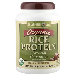 NutriBiotic Organic Rice Protein Powder, Chocolate, 1 lb 6.93 oz (650 g)