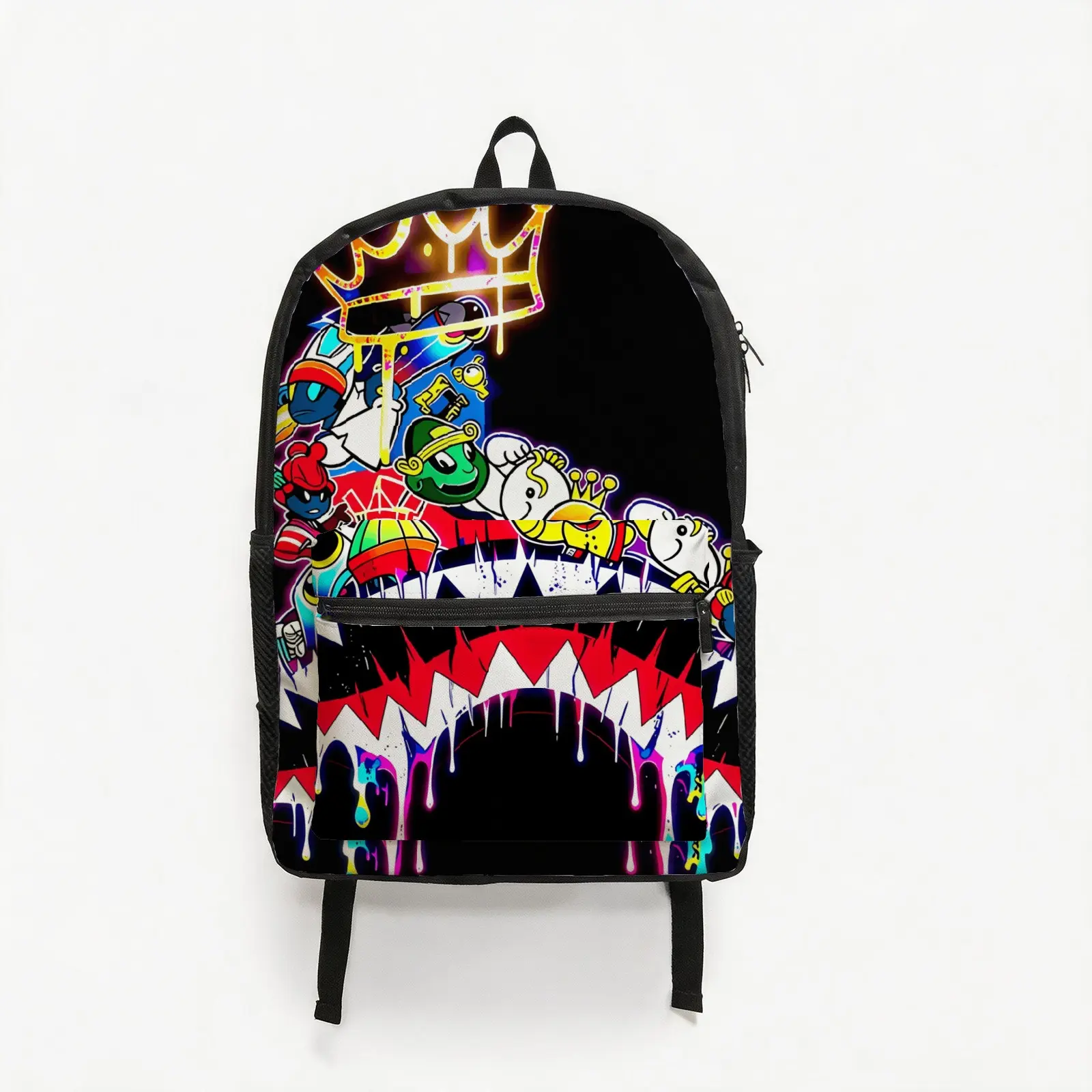 Drip Graffiti Graphic Backpack Black Base Urban Casual Daypack