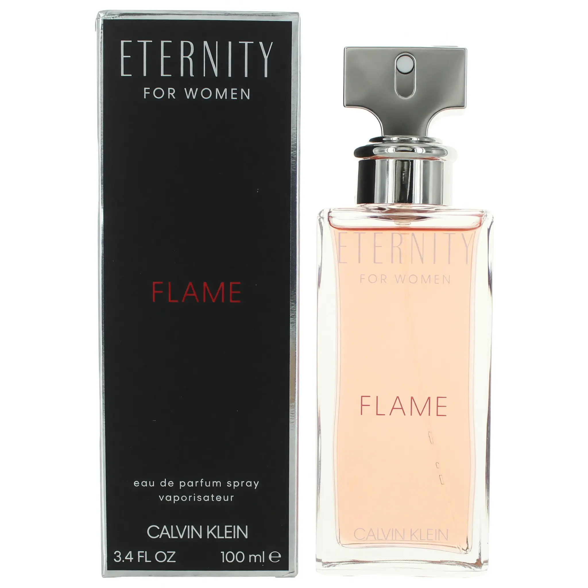 Eternity Flame EDP Spray for Women, Oriental Floral Perfume with Fruity Mandarin and Sweet Pea Notes, 3.4 oz