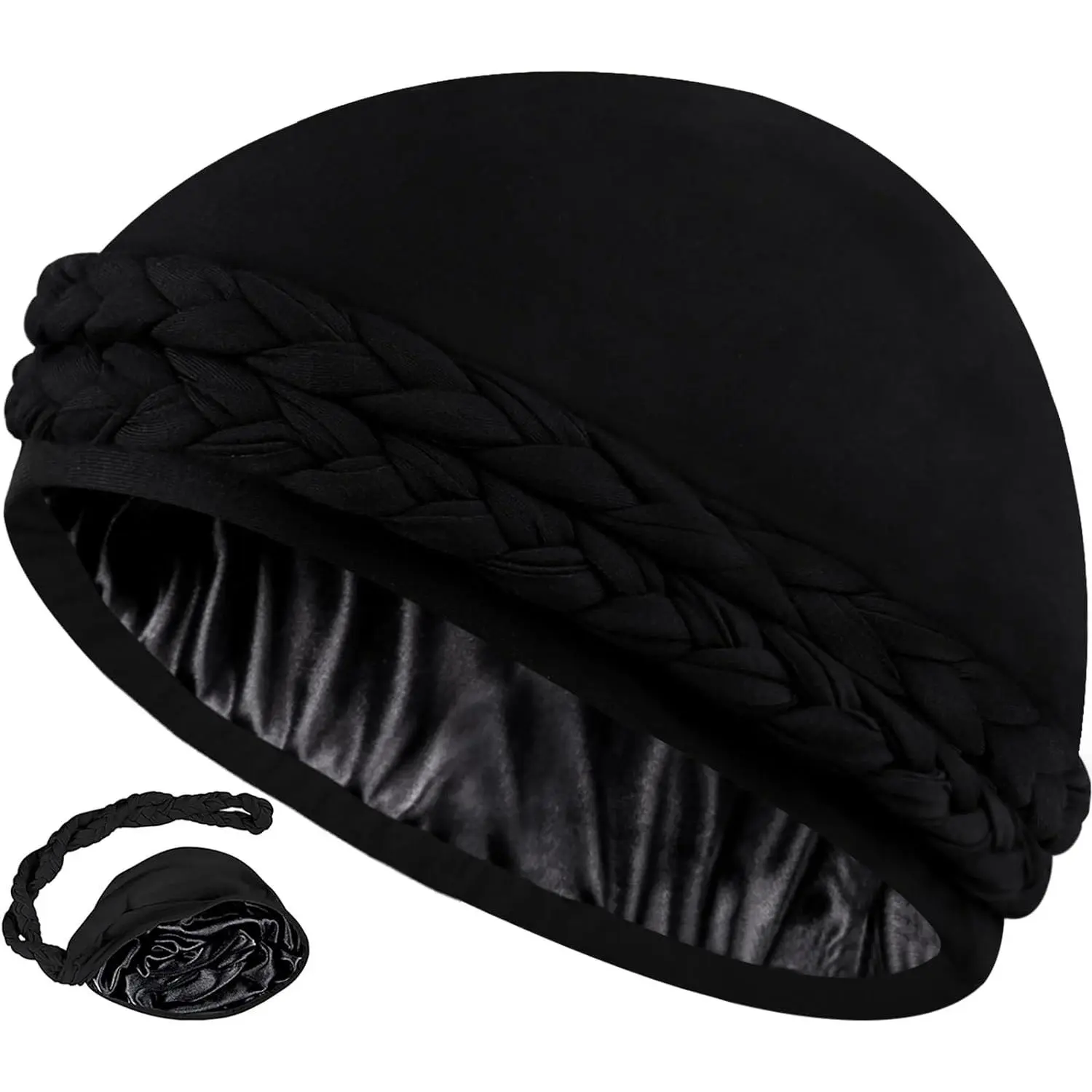 Satin Lined Bandana Women Men Halo Bandana Silky Lined Durag Suitable for Wave Braids Locs Nightcap Nightcap