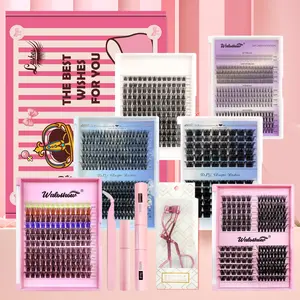 Mixed Length Curl Wispy Individual False Eyelash with Accessories, 1 Set Natural Self Grafting DIY Segmented Eyelash for Women and Girls