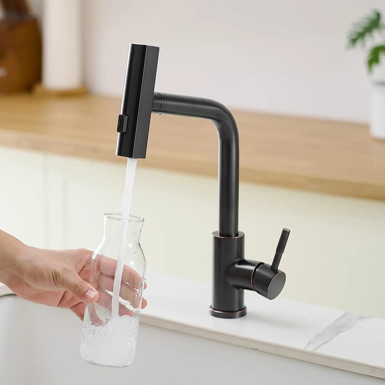 Stainless Steel High-Arc Modern Kitchen Faucet with Pull-Down Sprayer, 360° Rotation, 3 Spray Modes, Available in Oil Rubbed Bronze, Gun Grey, Chrome, Kitchen Faucets With Pull Down Sprayer