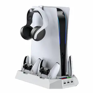 Cooling Stand for PS5/PS5 Slim Console, Gamepad Charging Station, Controllers, Cooling Docking Station, Console Accessories for PlayStation 5, Gaming Items, Tween Gifts, Compact, Abs Durability, Versatile